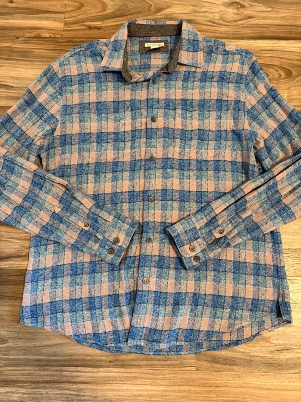 Carbon 2 Cobalt Men's M Blue & Gray Plaid Flannel Shirt Cotton